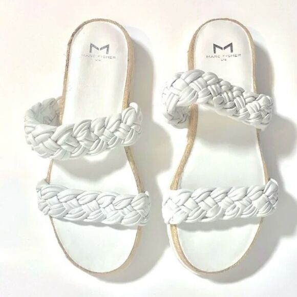 Marc Fisher Jaime, White Braided Leather Sandals. - Picture 6 of 6